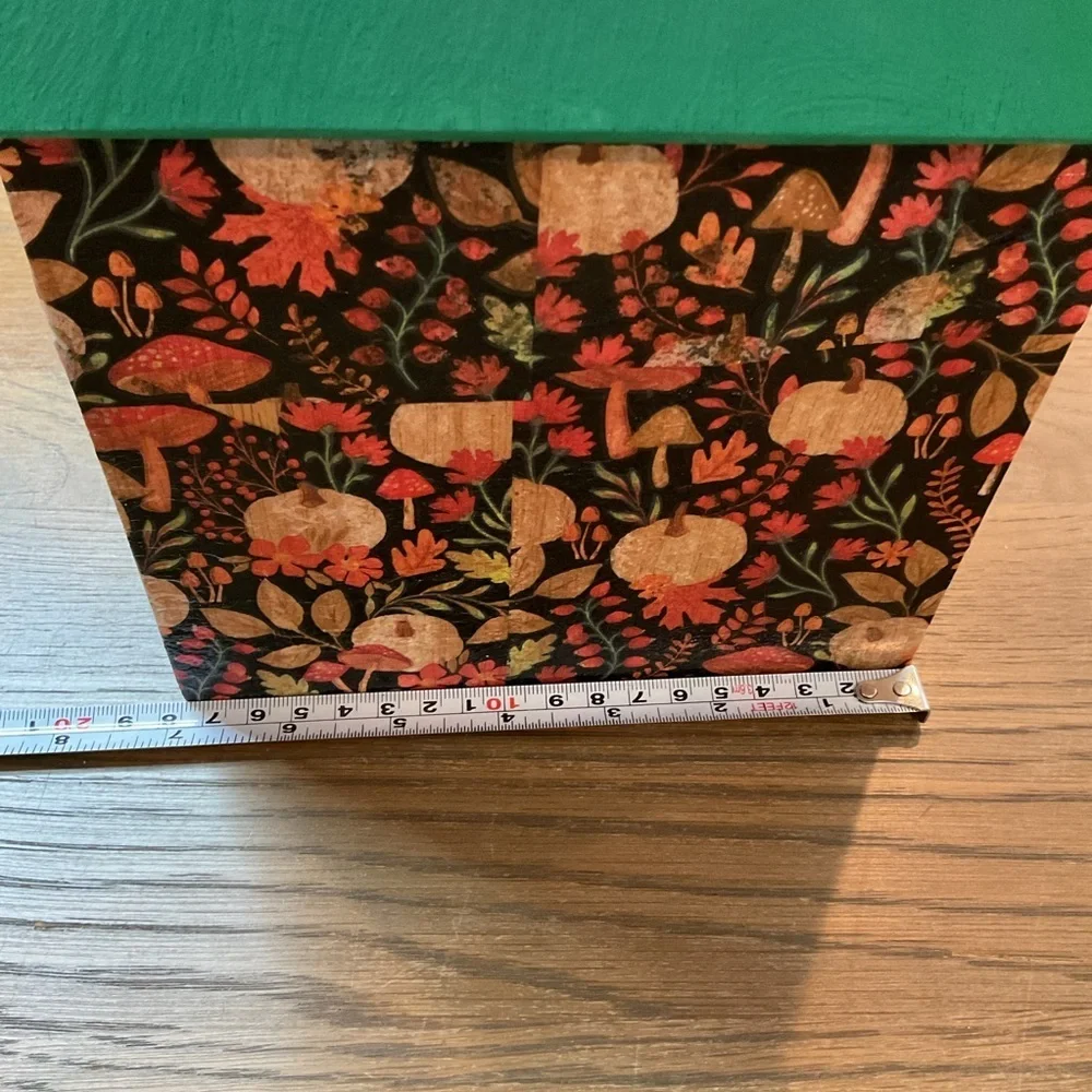 Vintage Handcrafted Folk Wooden Boxes Set of 2 Mushroom Floral Paper